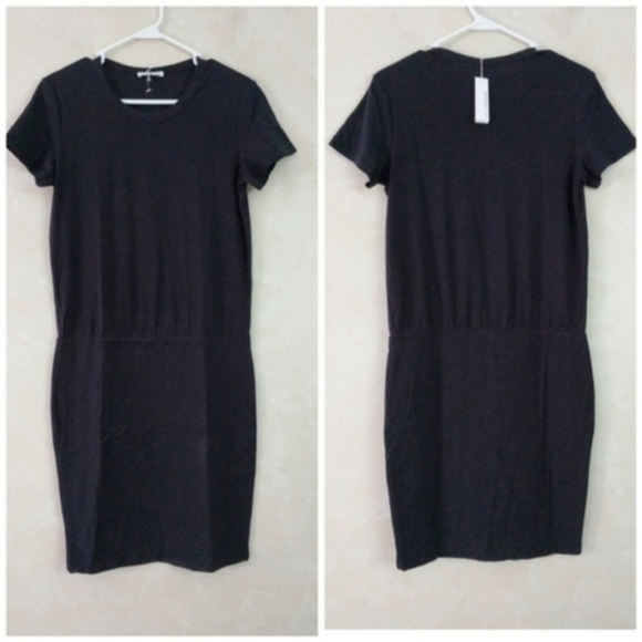 James Perse Short Sleeve Blouson Dress Black - Picture 3 of 5